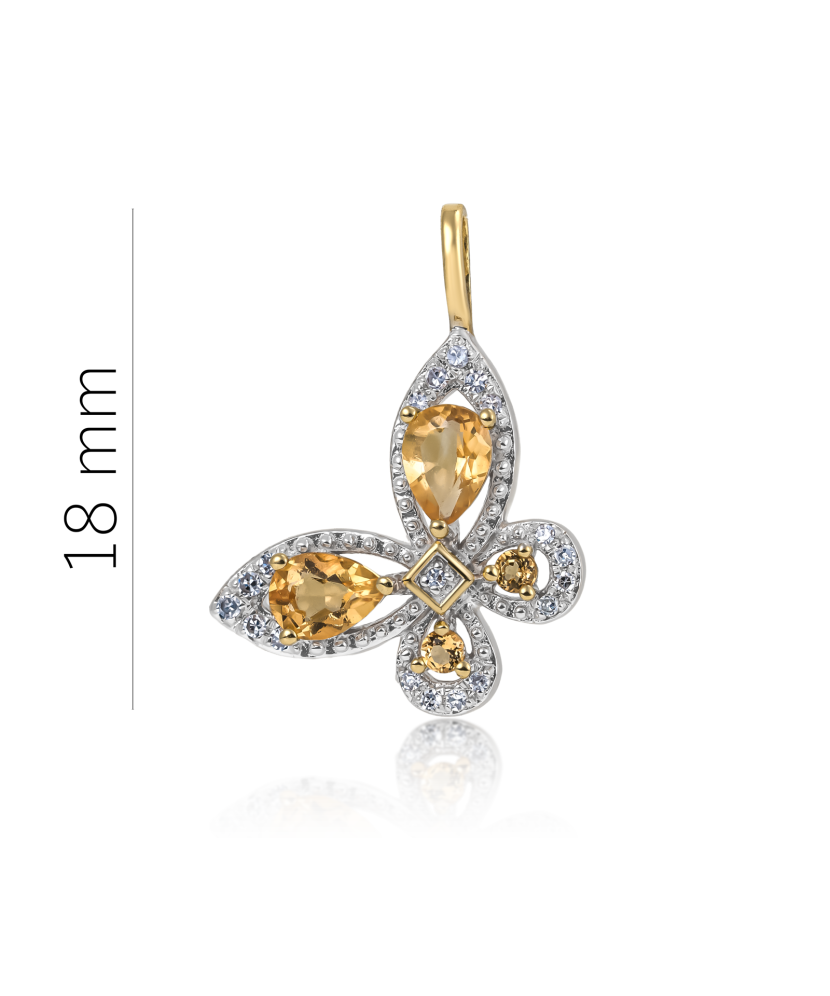 Yellow gold pendant with diamonds and citrines
