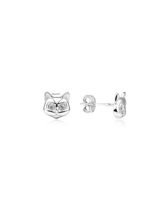 Sterling silver earrings with zircons "cat"