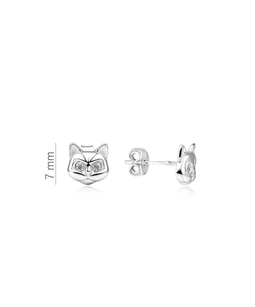Sterling silver earrings with zircons "cat"