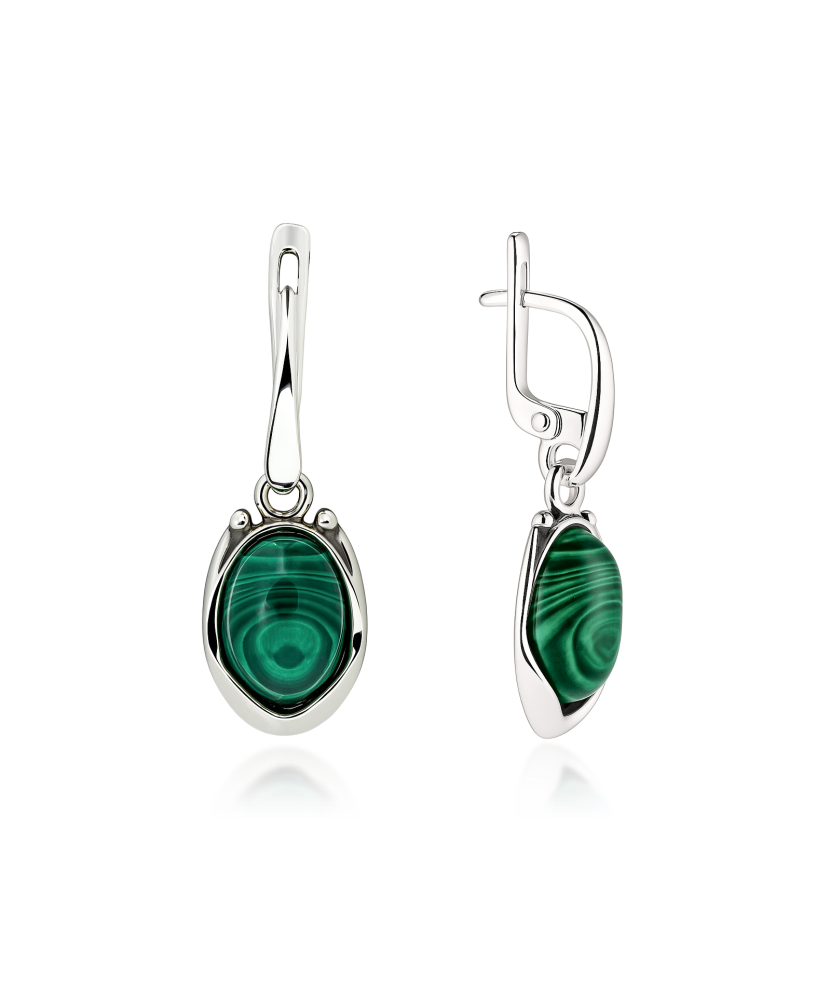 Sterling silver earrings with malachite