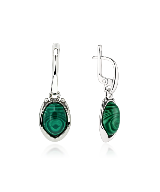 Sterling silver earrings with malachite