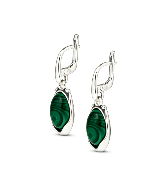 Sterling silver earrings with malachite