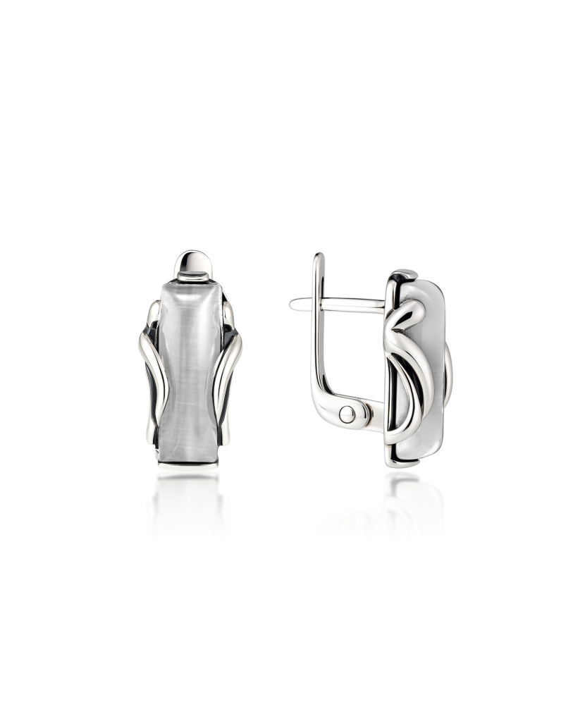 Sterling silver earrings with cats eye stone