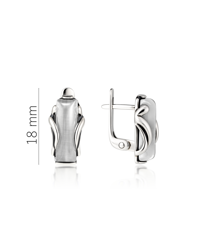 Hopeiset korvakorut kissansilmäkiven kanssa