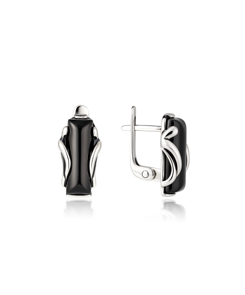 Hopeiset korvakorut onyxilla