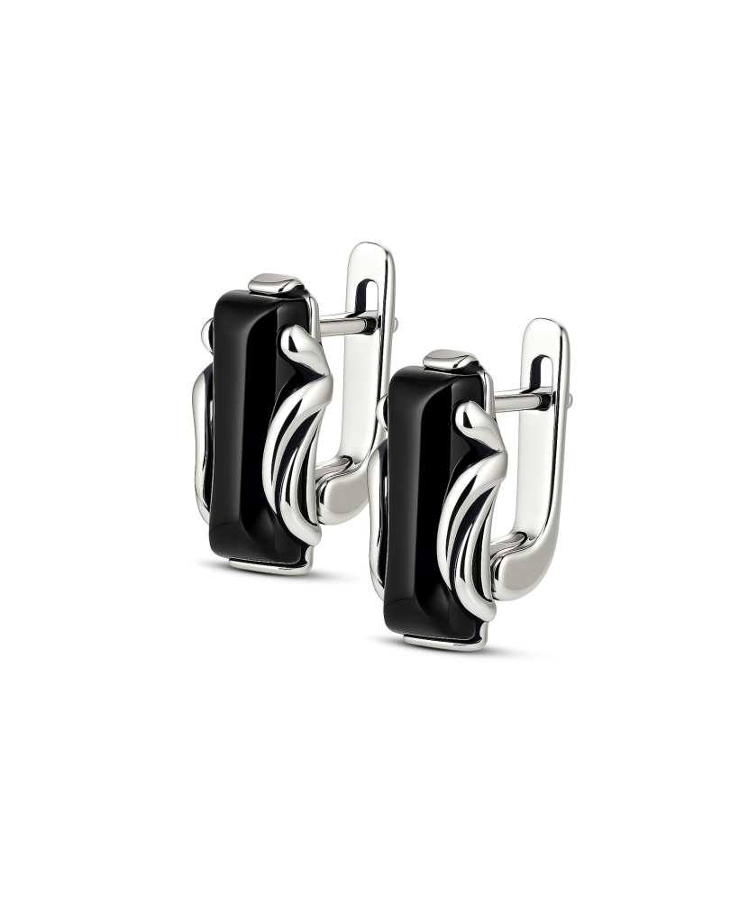 Sterling silver earrings with onyx