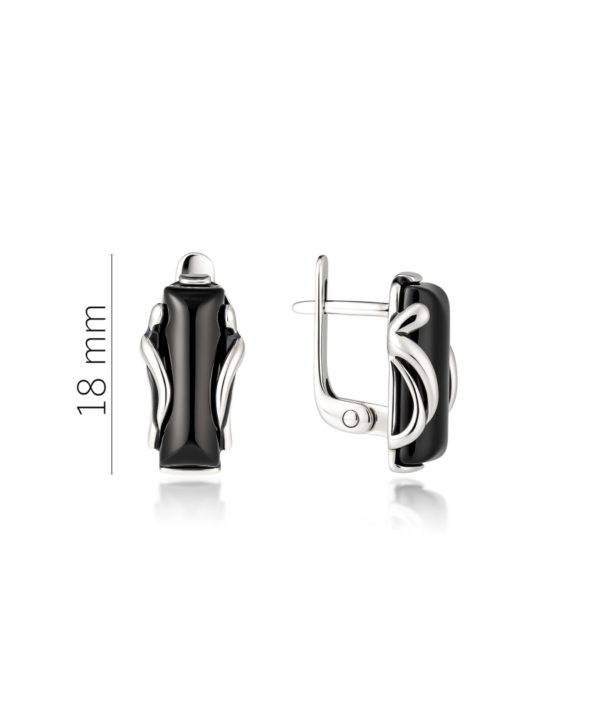 Hopeiset korvakorut onyxilla