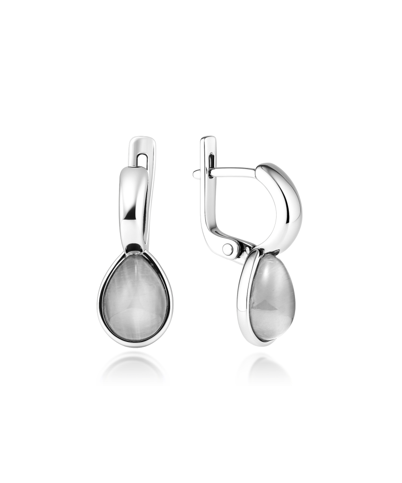 Sterling silver earrings with cats eye stone