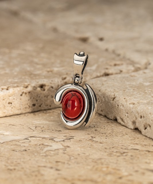 Sterling silver pendant with coral