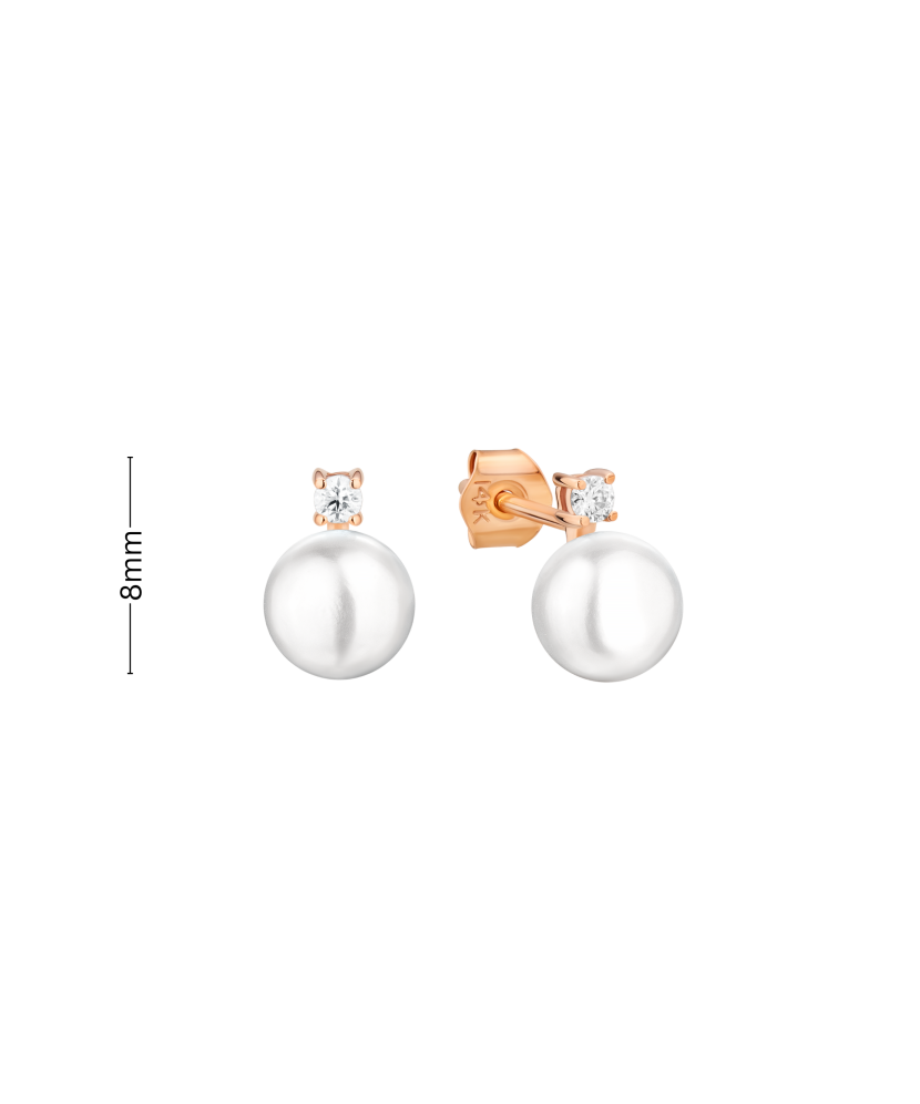 Kultaiset korvakorut helmillä ja zirkoneilla