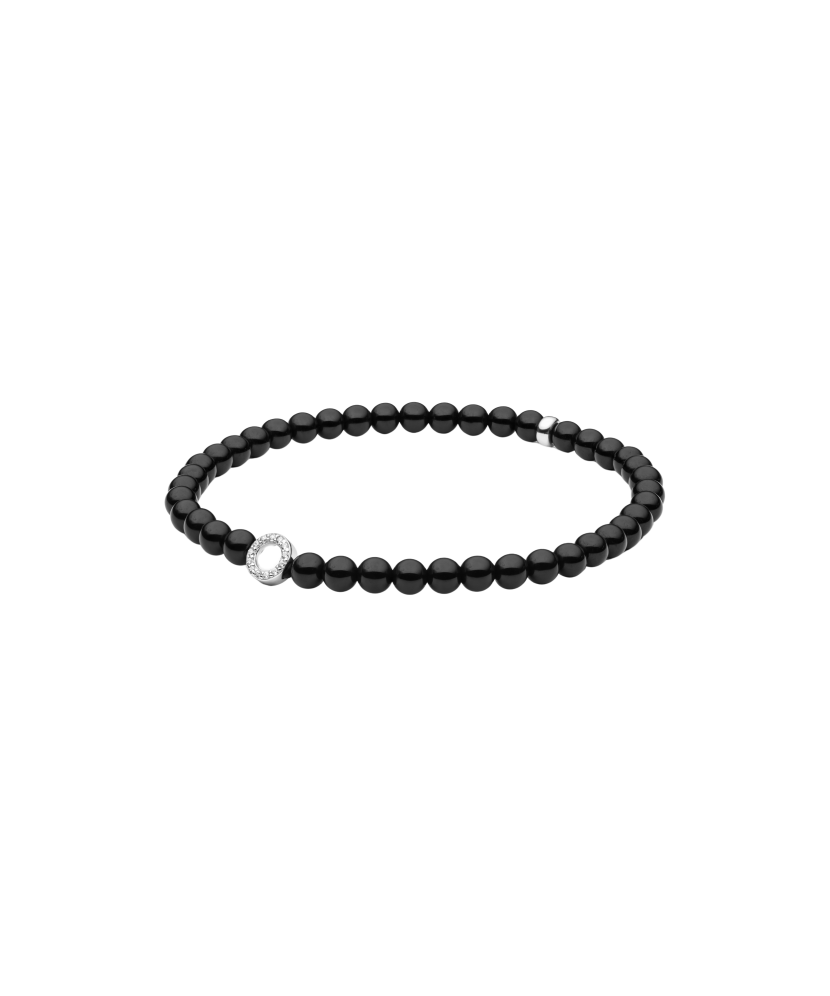 Onyx bracelet with zircons and silver
