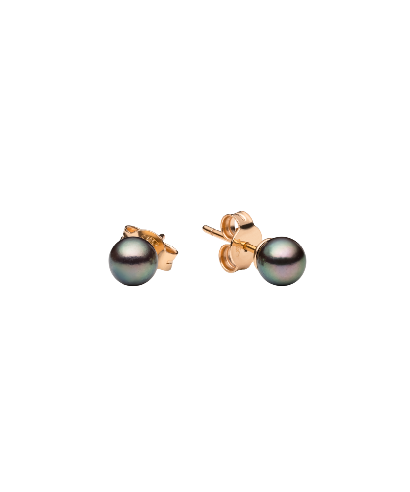 Gold earrings with Tahitian pearls