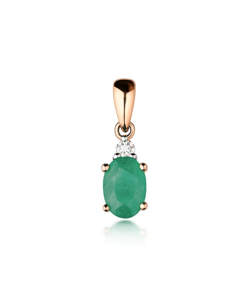 Gold pendant with emerald and diamonds