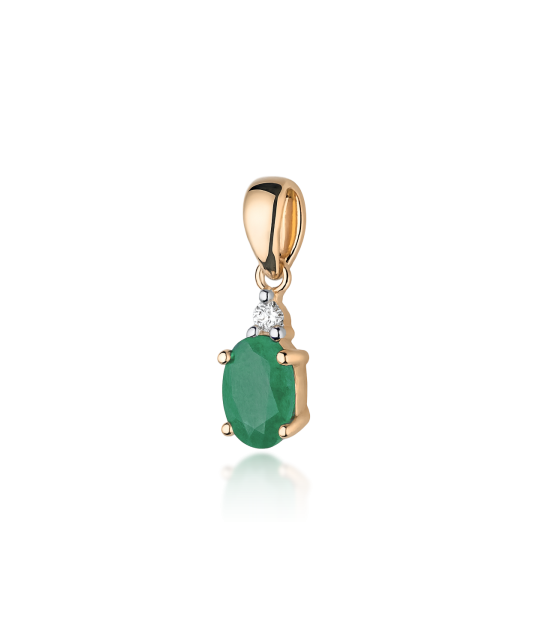 Gold pendant with emerald and diamonds