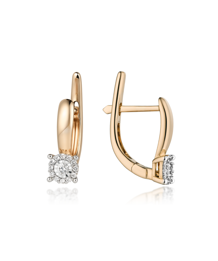 Gold earrings with diamonds