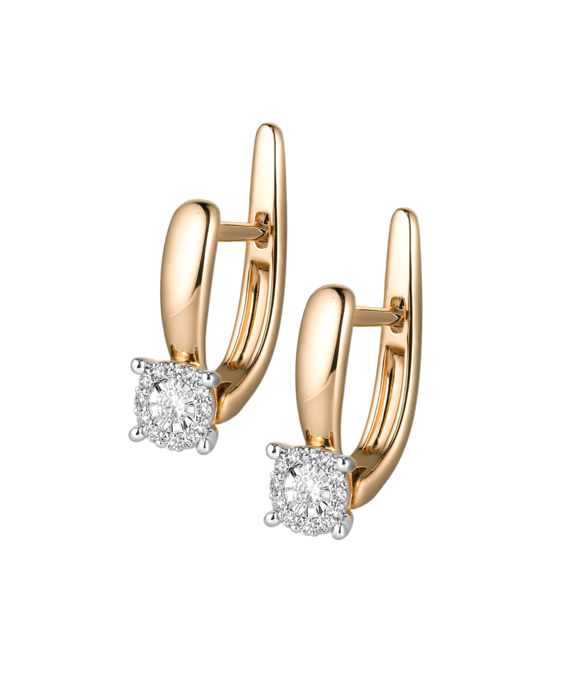 Gold earrings with diamonds