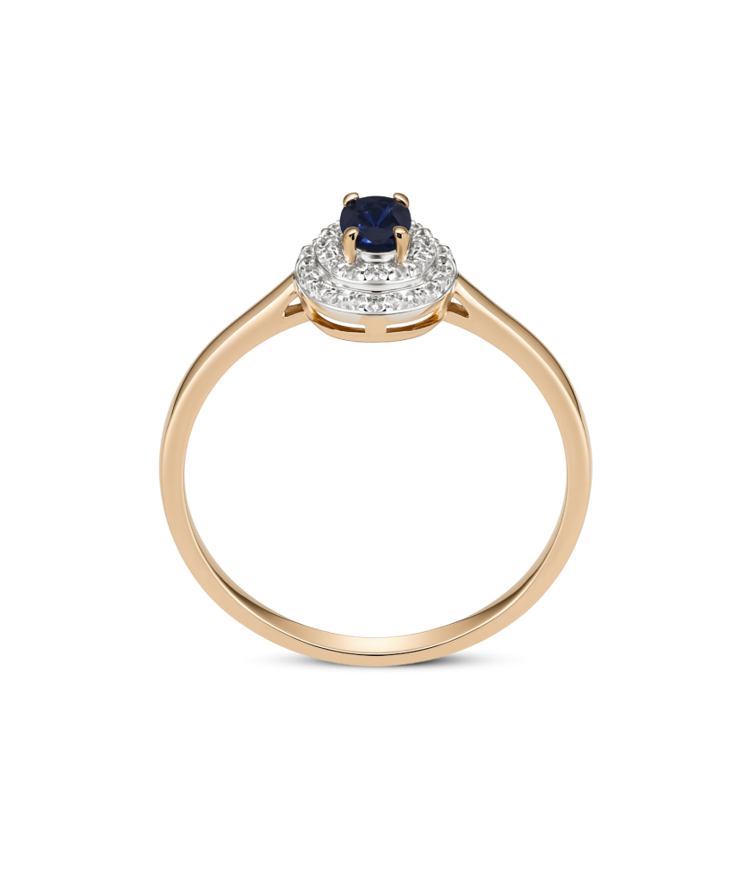 Gold ring with sapphire and diamonds