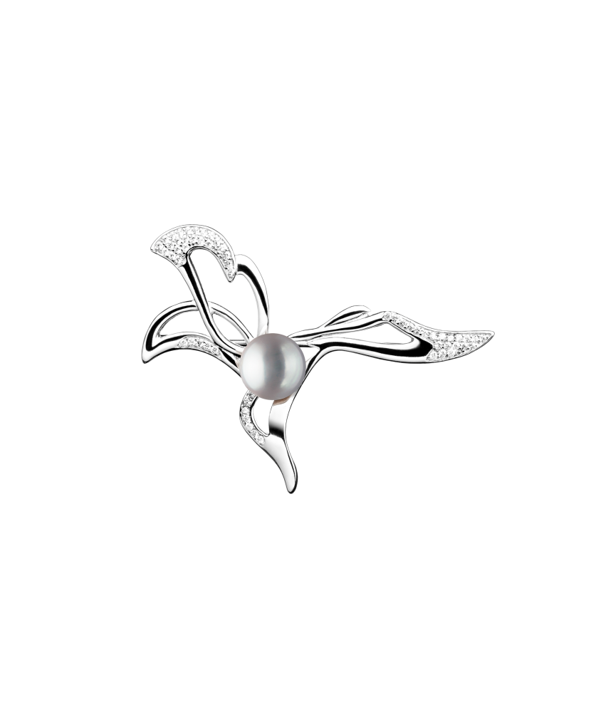 Sterling silver  brooch with pearls and zircons