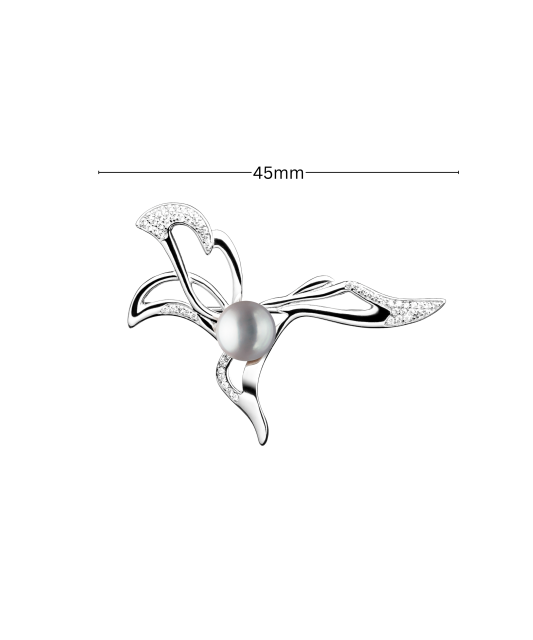 Sterling silver  brooch with pearls and zircons