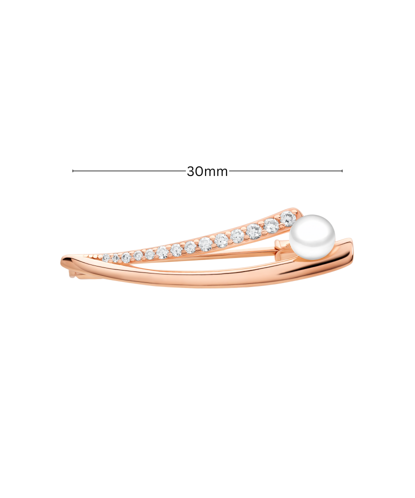 Gilded Sterling silver  brooch with pearls and zircons