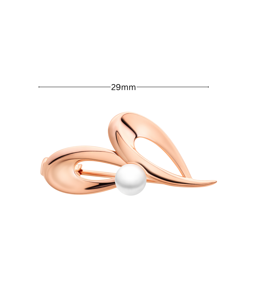 Gilded sterling silver brooch with pearl