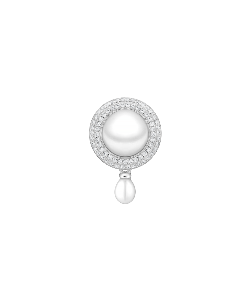 Sterling silver  brooch with pearls and zircons