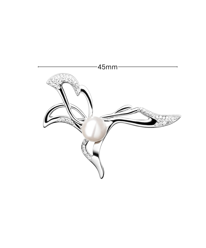 Sterling silver  brooch with pearls and zircons