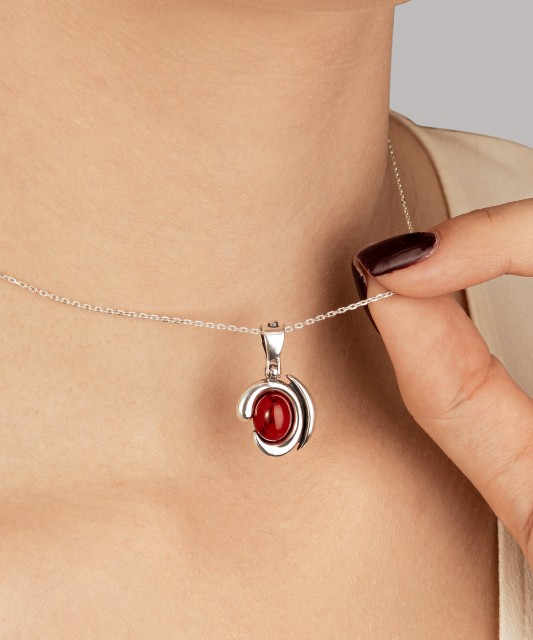 Sterling silver pendant with coral