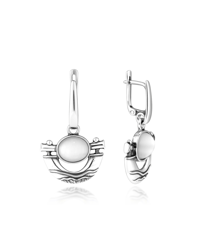 Sterling silver earrings with cats eye stone