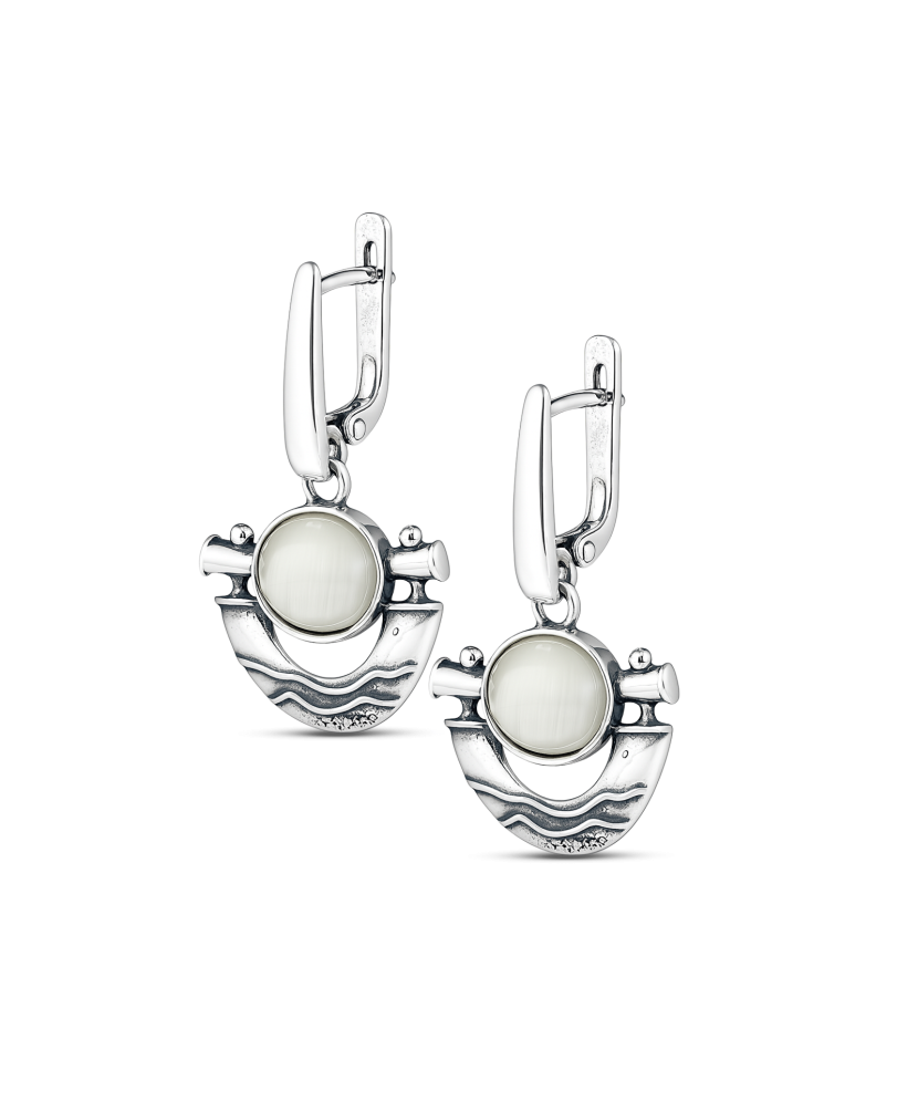 Sterling silver earrings with cats eye stone