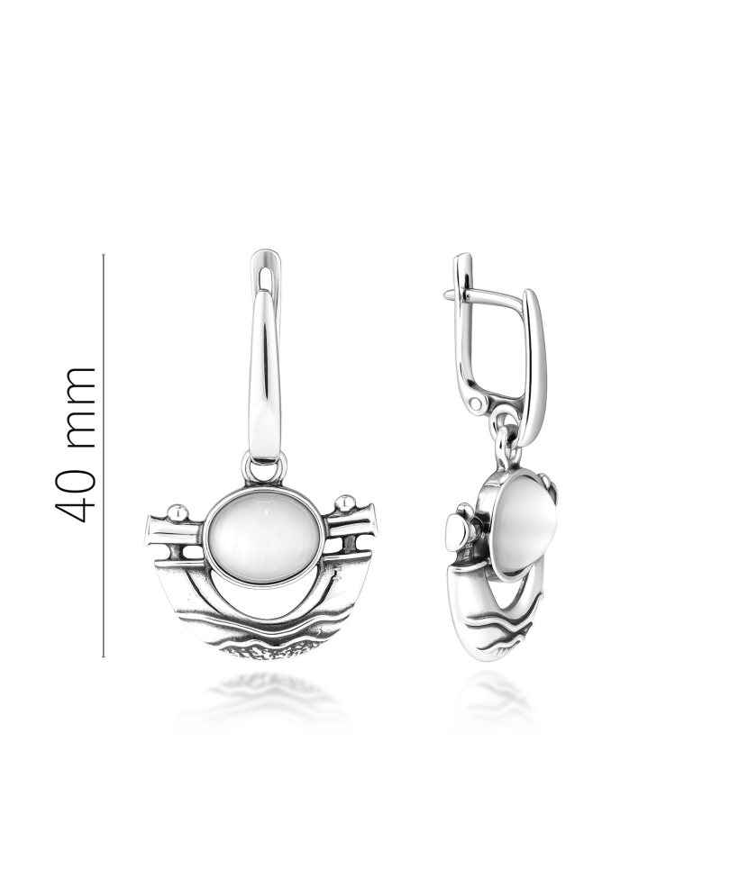 Sterling silver earrings with cats eye stone