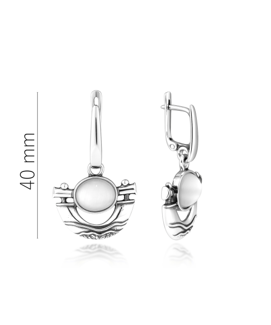 Sterling silver earrings with cats eye stone