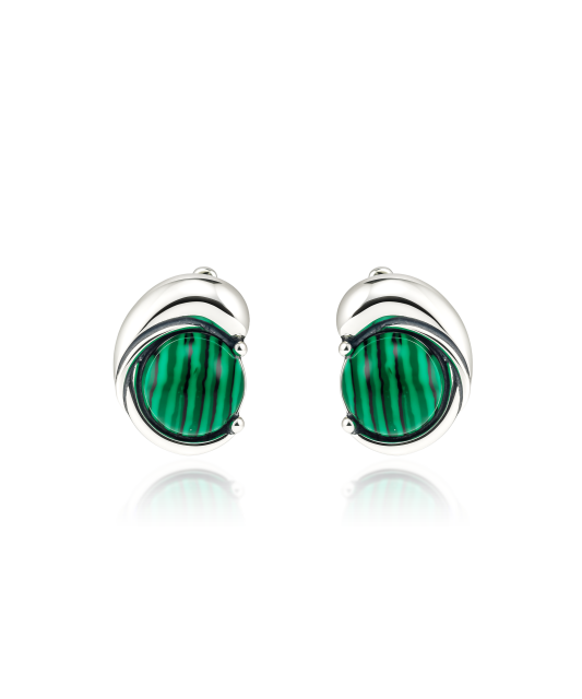 Sterling silver earrings with malachite