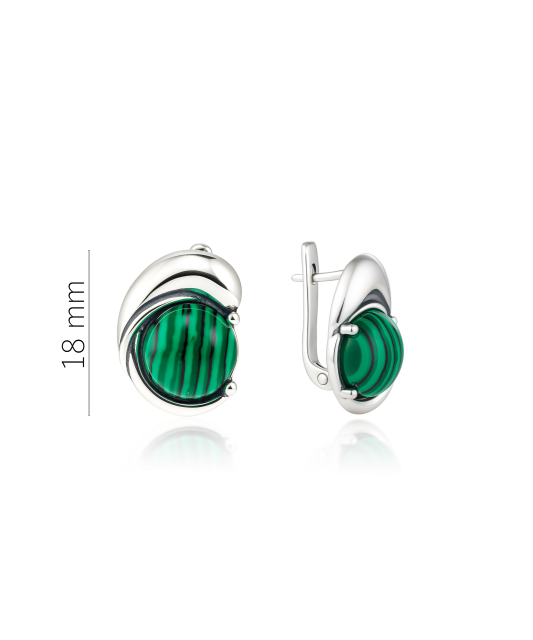 Sterling silver earrings with malachite