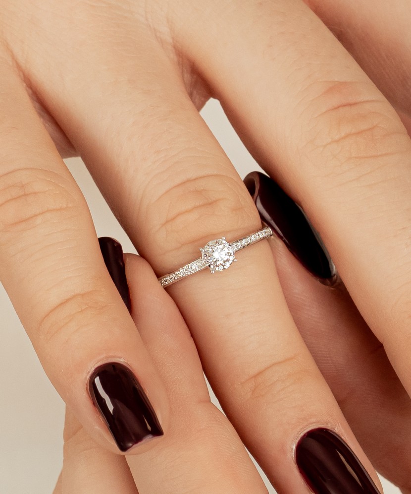 White gold ring with diamonds