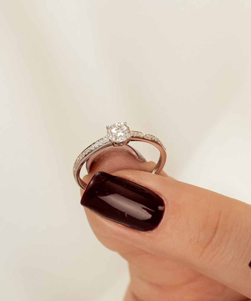 White gold ring with diamonds