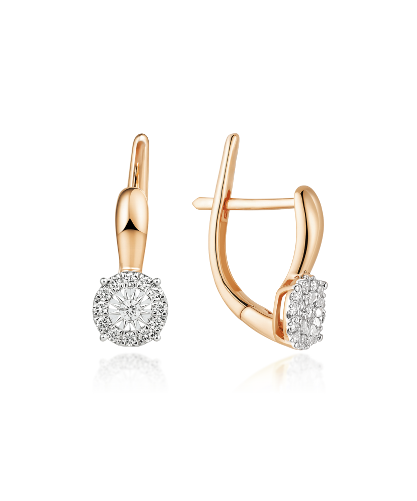 Gold earrings with diamonds