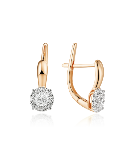Gold earrings with diamonds