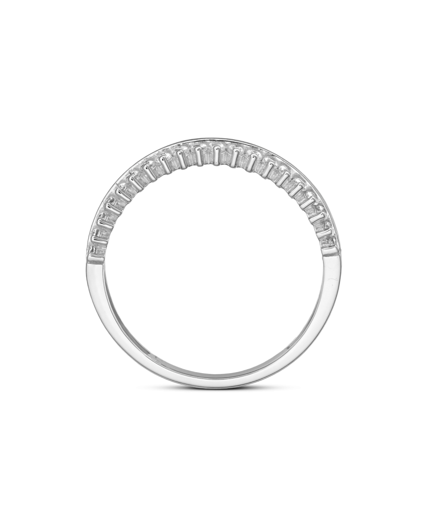 White gold ring with zircons