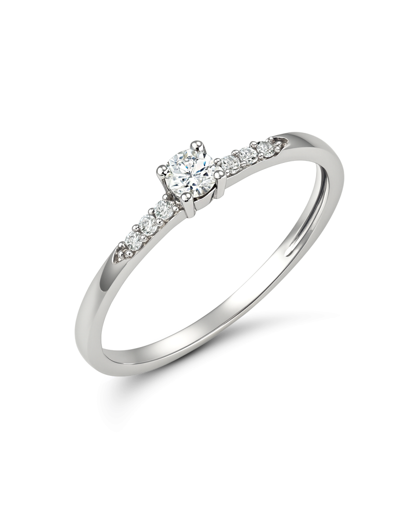 Valkokultasormus zirkoneilla