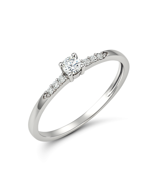 White gold ring with zircons