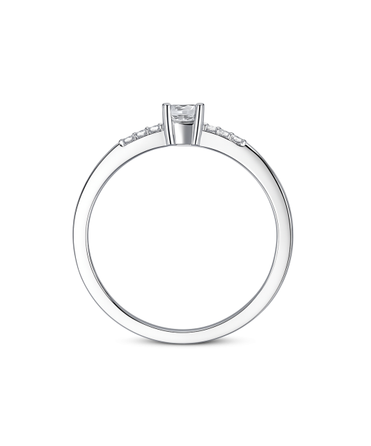 White gold ring with zircons