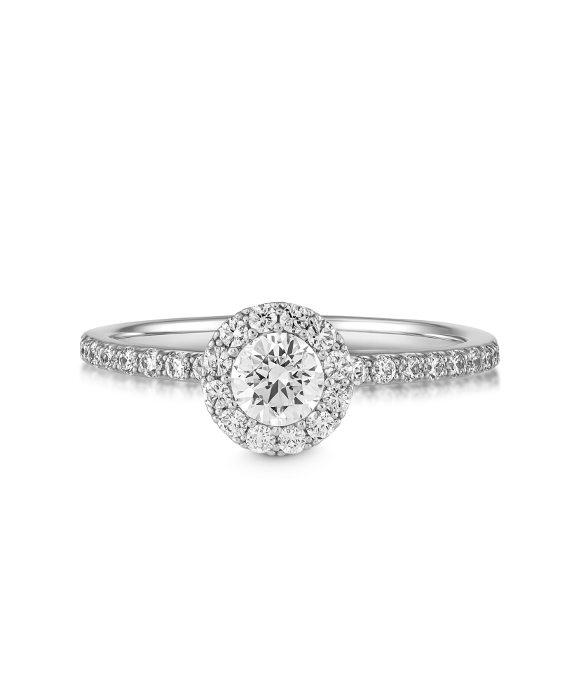 White gold ring with zircons