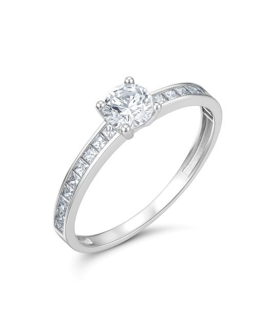 Valkokultasormus zirkoneilla