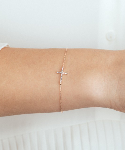 Gold bracelet with diamonds “Cross”