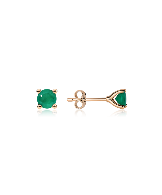 Gold earrings with emeralds and diamonds
