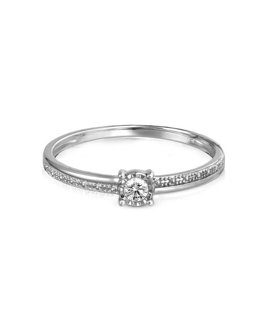 Valkokultasormus timantilla