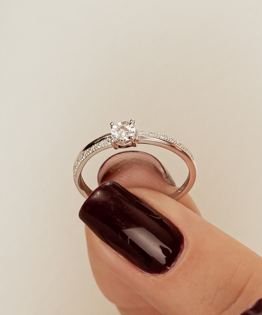White gold ring with diamonds