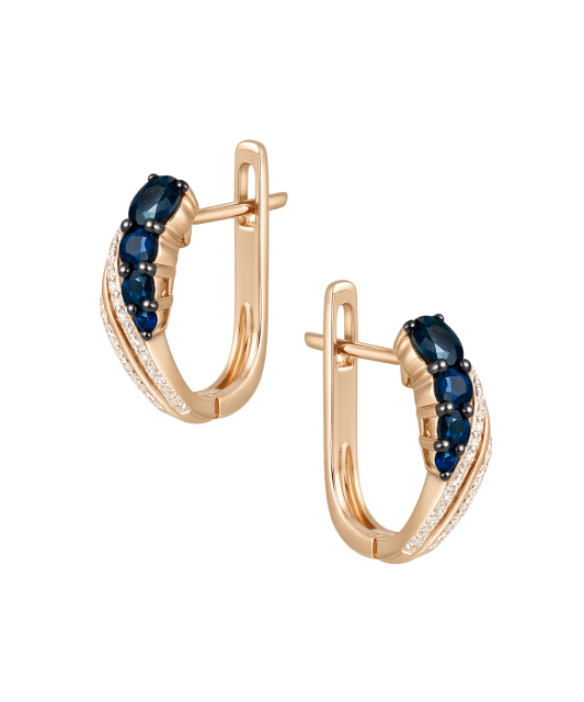 Gold earrings with diamonds and sapphires