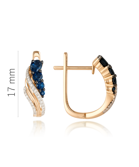 Gold earrings with diamonds and sapphires